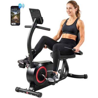 Rower treningowy poziomy SPORTNOW do użytku domowego z 8 regulowanymi poziomami oporu, hamulcem magnetycznym, aplikacją, czujnikiem tętna, wyświetla.. Rower treningowy poziomy SPORTNOW do użytku domowego z 8 regulowanymi poziomami oporu, hamulcem magnetycznym, aplikacją, czujnikiem tętna, wyświetla..
