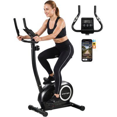 Rower treningowy SPORTNOW, z regulacją wysokości, trenażer domowy z 8 poziomami oporu, aplikacja, monitor LCD, czujniki tętna, regulowany uchwyt na .. Rower treningowy SPORTNOW, z regulacją wysokości, trenażer domowy z 8 poziomami oporu, aplikacja, monitor LCD, czujniki tętna, regulowany uchwyt na ..