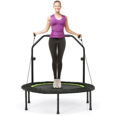 COSTWAY Składana Mini Trampolina Fitness Z Regulowaną Wysokością I 2 Opaskami COSTWAY Składana Mini Trampolina Fitness Z Regulowaną Wysokością I 2 Opaskami