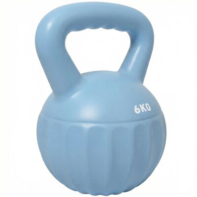 SPORTNOW Kettlebell sztanga 6 kg wypełniona piaskiem dla początkujących, trening siłowy w domu, niebieska SPORTNOW Kettlebell sztanga 6 kg wypełniona piaskiem dla początkujących, trening siłowy w domu, niebieska