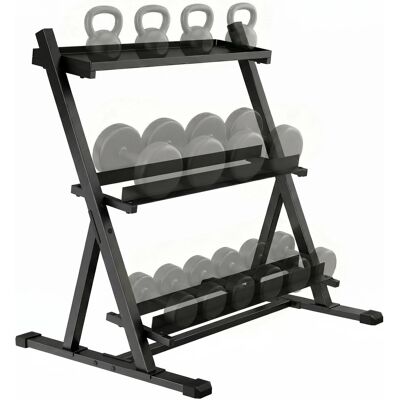 SPORTNOW Regulowany Trójpoziomowy Stojak na Hantle Max. 200 kg SPORTNOW Regulowany Trójpoziomowy Stojak na Hantle Max. 200 kg