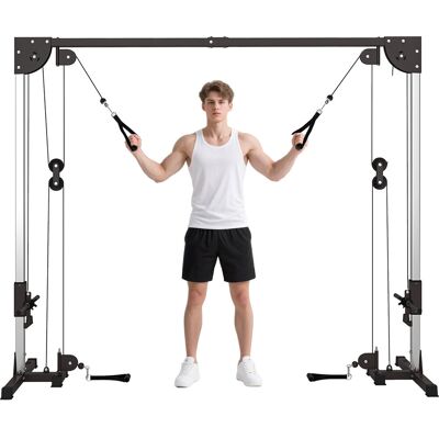 SPORTNOW Stacja energetyczna z linkami Crossover do użytku domowego, możliwość układania ciężarów do 50 kg na stronę, wolnostojąca wieża do ćwiczeń,.. SPORTNOW Stacja energetyczna z linkami Crossover do użytku domowego, możliwość układania ciężarów do 50 kg na stronę, wolnostojąca wieża do ćwiczeń,..