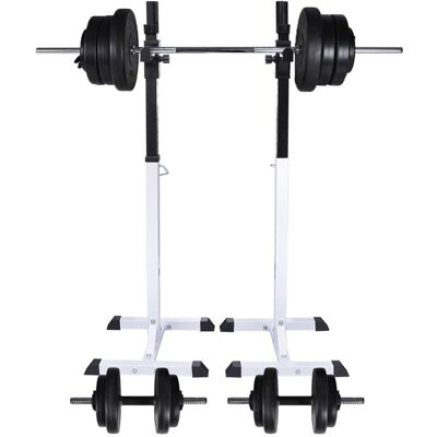 VMP Stojak na sztangę w zestawie ze sztangą i hantlami, 60,5 kg VMP Stojak na sztangę w zestawie ze sztangą i hantlami, 60,5 kg