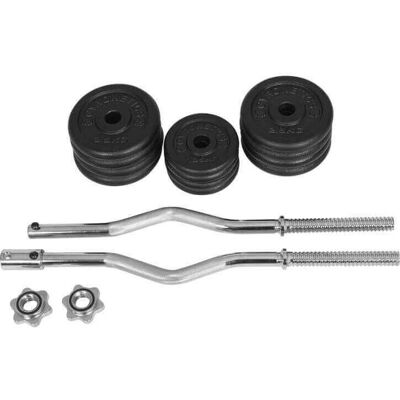 Gorilla Sports Sztanga 30 KG gryf ŁAMANY obciążenia żeliwne 25mm Gorilla Sports Sztanga 30 KG gryf ŁAMANY obciążenia żeliwne 25mm