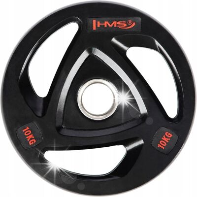 HMS Talerz Olimpijski Obciążenie Gumowane Stalowe Ciężar na Sztangę Gryf 10 KG HMS Talerz Olimpijski Obciążenie Gumowane Stalowe Ciężar na Sztangę Gryf 10 KG