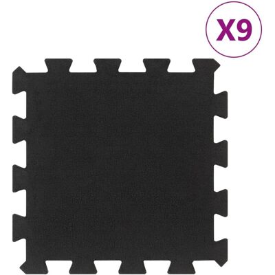 vidaXL Podłogowe maty gumowe, 9 szt., czarne, 16 mm, 30x30 cm vidaXL Podłogowe maty gumowe, 9 szt., czarne, 16 mm, 30x30 cm