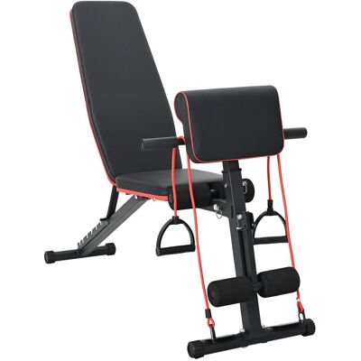 vidaXL Regulowana ławka treningowa z gumami oporowymi 150 kg Czarna Stal vidaXL Regulowana ławka treningowa z gumami oporowymi 150 kg Czarna Stal