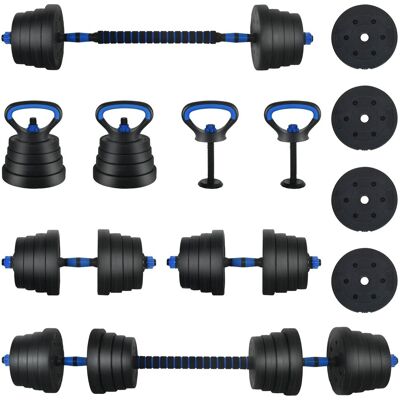 vidaXL Zestaw hantli 4 w 1 40kg Czarny i niebieski vidaXL Zestaw hantli 4 w 1 40kg Czarny i niebieski