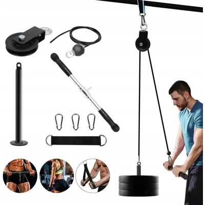 SPORT FOR FUN WYCIĄG Górny Dolny do ćwiczeń domu ZESTAW Bloczek stalowa linka uchwyt 53cm SPORT FOR FUN WYCIĄG Górny Dolny do ćwiczeń domu ZESTAW Bloczek stalowa linka uchwyt 53cm