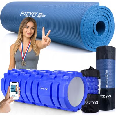 ZESTAW 2w1: Mata Gimnastyczna do Ćwiczeń Jogi Pilatesu Fitness NBR FIZYO + Wałek do Masażu Rehabilitacji z Wypustkami Pianka EVA - Niebieski ZESTAW 2w1: Mata Gimnastyczna do Ćwiczeń Jogi Pilatesu Fitness NBR FIZYO + Wałek do Masażu Rehabilitacji z Wypustkami Pianka EVA - Niebieski