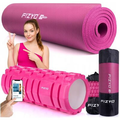 ZESTAW 2w1: Mata Gimnastyczna do Ćwiczeń Jogi Pilatesu Fitness NBR FIZYO + Wałek do Masażu Rehabilitacji z Wypustkami Pianka EVA - Różowy ZESTAW 2w1: Mata Gimnastyczna do Ćwiczeń Jogi Pilatesu Fitness NBR FIZYO + Wałek do Masażu Rehabilitacji z Wypustkami Pianka EVA - Różowy