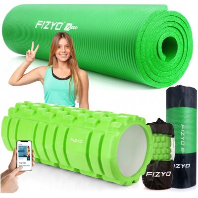 ZESTAW 2w1: Mata Gimnastyczna do Ćwiczeń Jogi Pilatesu Fitness NBR FIZYO + Wałek do Masażu Rehabilitacji z Wypustkami Pianka EVA - Zielony ZESTAW 2w1: Mata Gimnastyczna do Ćwiczeń Jogi Pilatesu Fitness NBR FIZYO + Wałek do Masażu Rehabilitacji z Wypustkami Pianka EVA - Zielony