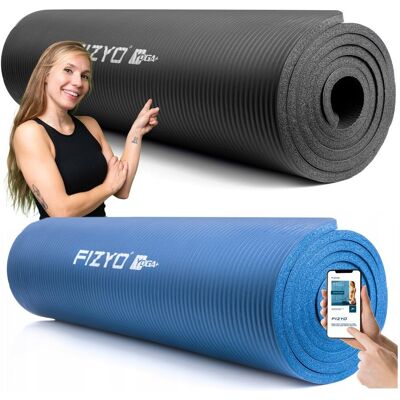 ZESTAW: 2x Mata do Ćwiczeń Jogi Pilatesu Gimnastyczna Fitness NBR FIZYO 183 x 61 x 1 cm x 2szt - Czarna + Niebieska ZESTAW: 2x Mata do Ćwiczeń Jogi Pilatesu Gimnastyczna Fitness NBR FIZYO 183 x 61 x 1 cm x 2szt - Czarna + Niebieska