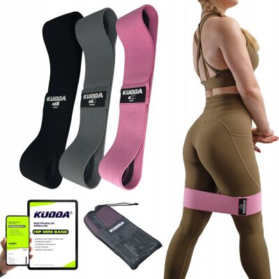 KUDDA Zestaw 3 Gum Do Ćwiczeń Hip Mini Band, Gumy Materiałowe Mocne Taśmy Fitness KUDDA Zestaw 3 Gum Do Ćwiczeń Hip Mini Band, Gumy Materiałowe Mocne Taśmy Fitness