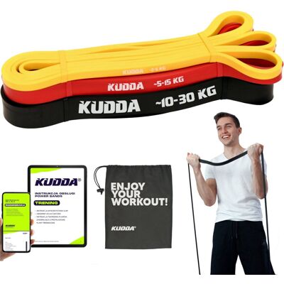 KUDDA Zestaw 3 Gum Do Ćwiczeń Powerband Gumy Oporowe KUDDA Zestaw 3 Gum Do Ćwiczeń Powerband Gumy Oporowe