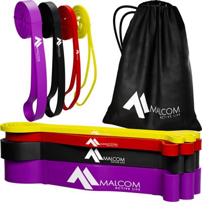 Malcom ZESTAW 4 GUMY OPOROWE DO ĆWICZEŃ POWERBAND TAŚMA OPOROWA FITNESS 1KG - 40KG Malcom ZESTAW 4 GUMY OPOROWE DO ĆWICZEŃ POWERBAND TAŚMA OPOROWA FITNESS 1KG - 40KG