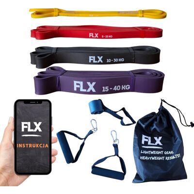 FLX Zestaw 4 Taśm Gum POWER BAND trening sił. podciąganie KOTWICA+ UCHWYTY FLX Zestaw 4 Taśm Gum POWER BAND trening sił. podciąganie KOTWICA+ UCHWYTY