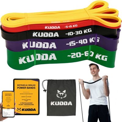KUDDA ZESTAW 5 GUM DO ĆWICZEŃ POWER BAND gumy oporowe KUDDA ZESTAW 5 GUM DO ĆWICZEŃ POWER BAND gumy oporowe