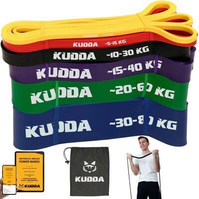 KUDDA Zestaw 6 Gum Do Ćwiczeń Power Band Gumy Oporowe KUDDA Zestaw 6 Gum Do Ćwiczeń Power Band Gumy Oporowe