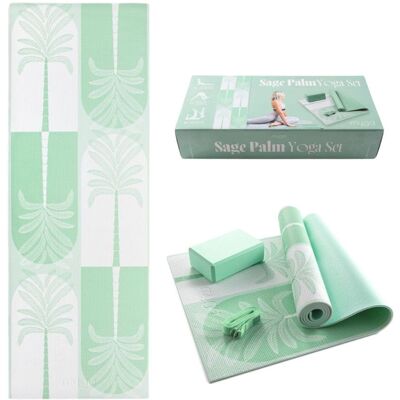 Zestaw Do Jogi Myga Sage Palm Yoga Set: Mata, Klocek, Pasek Zestaw Do Jogi Myga Sage Palm Yoga Set: Mata, Klocek, Pasek