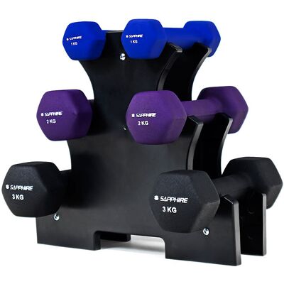 Zestaw Hantelek Sapphire Sg-215 12 Kg Plus Stojak Zestaw Hantelek Sapphire Sg-215 12 Kg Plus Stojak