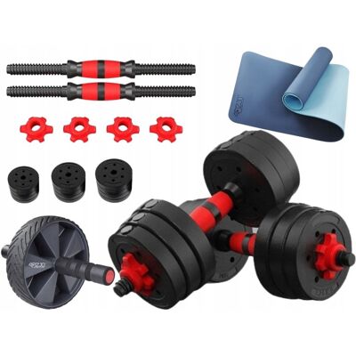 ZESTAW HANTLE BITUMICZNE REGULOWANE 2X20KG + KÓŁKO DO ĆWICZEŃ + MATA 4FIZJO ZESTAW HANTLE BITUMICZNE REGULOWANE 2X20KG + KÓŁKO DO ĆWICZEŃ + MATA 4FIZJO