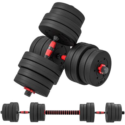 Yulinland Zestaw hantli 2-w-1 30 kg, regulowane hantle i sztanga, profesjonalny sprzęt do treningu siłowego, czarny Yulinland Zestaw hantli 2-w-1 30 kg, regulowane hantle i sztanga, profesjonalny sprzęt do treningu siłowego, czarny