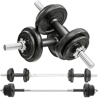 Zestaw hantli 2 w 1 SPORTNOW: Regulowane hantle i sztangi o wadze do 20 kg, z antypoślizgowymi uchwytami, do treningu siłowego w domu lub na siłowni Zestaw hantli 2 w 1 SPORTNOW: Regulowane hantle i sztangi o wadze do 20 kg, z antypoślizgowymi uchwytami, do treningu siłowego w domu lub na siłowni