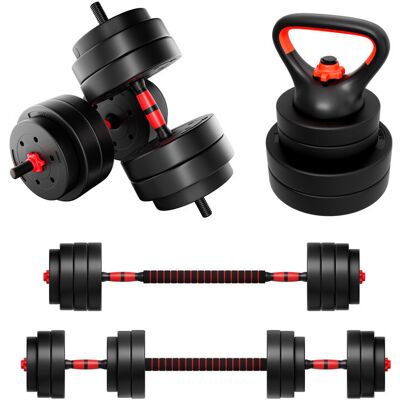 Zestaw hantli bitumicznych 4w1, 20 kg Athler Lion 25, sztanga, kettlebell, hantle, hantle z gryfem Zestaw hantli bitumicznych 4w1, 20 kg Athler Lion 25, sztanga, kettlebell, hantle, hantle z gryfem