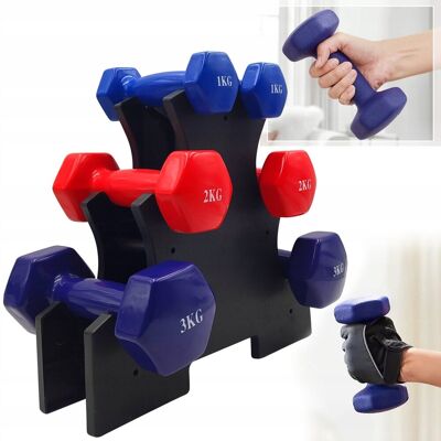 Fixem Zestaw Hantli Do Ćwiczeń Hantle Hantelki Ciężarki Fitness 6Szt 12Kg Stojak Fixem Zestaw Hantli Do Ćwiczeń Hantle Hantelki Ciężarki Fitness 6Szt 12Kg Stojak