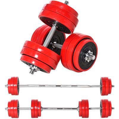Zestaw hantli HOMCOM 30 kg 2 w 1 Hantle i sztangi Regulowane podnoszenie ciężarów do ćwiczeń w domu, czerwony + czarny 21,5 x 21,5 x 3,8 cm Zestaw hantli HOMCOM 30 kg 2 w 1 Hantle i sztangi Regulowane podnoszenie ciężarów do ćwiczeń w domu, czerwony + czarny 21,5 x 21,5 x 3,8 cm