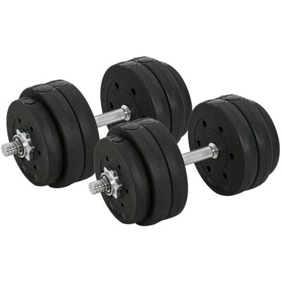 Zestaw hantli HOMCOM 30 kg z talerzami obciążeniowymi do ćwiczeń w domu i biurze, stal, sztuczna skóra, czarny, trening siłowy Zestaw hantli HOMCOM 30 kg z talerzami obciążeniowymi do ćwiczeń w domu i biurze, stal, sztuczna skóra, czarny, trening siłowy