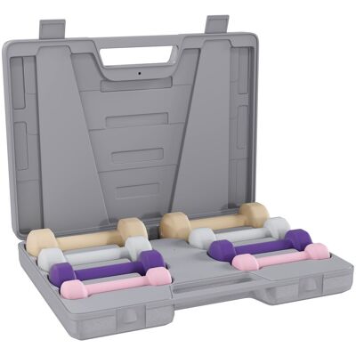 Zestaw hantli HOMCOM, 4 pary hantli 0,5-10 kg z etui, zestaw hantli żeliwnych, zestaw hantli sześciokątnych, krótkie hantle dla mężczyzn i kobiet, h.. Zestaw hantli HOMCOM, 4 pary hantli 0,5-10 kg z etui, zestaw hantli żeliwnych, zestaw hantli sześciokątnych, krótkie hantle dla mężczyzn i kobiet, h..