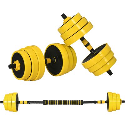 Zestaw Hantli I Sztangi Homcom 25 Kg, Regulowany, Ergonomiczny Zestaw Hantli 3 W 1, 12 Talerzy, 2 Krótkie Kije, 1 Długi Kij, Żółty + Czarny Zestaw Hantli I Sztangi Homcom 25 Kg, Regulowany, Ergonomiczny Zestaw Hantli 3 W 1, 12 Talerzy, 2 Krótkie Kije, 1 Długi Kij, Żółty + Czarny