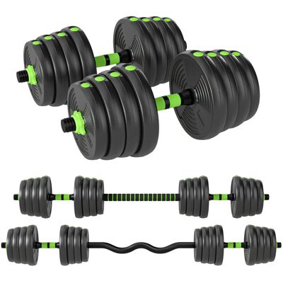 Zestaw hantli regulowanych SPORTNOW 3 w 1, 30 kg, sztanga, zestaw hantli z rurą łączącą, zestaw hantli do treningu siłowego do domu i siłowni Zestaw hantli regulowanych SPORTNOW 3 w 1, 30 kg, sztanga, zestaw hantli z rurą łączącą, zestaw hantli do treningu siłowego do domu i siłowni