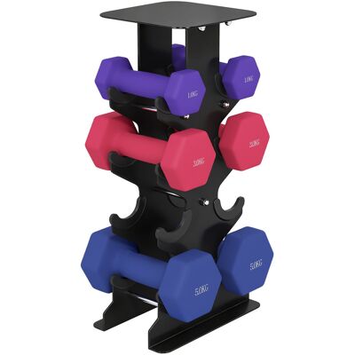 Zestaw hantli SPORTNOW, 3 pary hantli ze stojakiem, uchwyty antypoślizgowe, zestaw hantli sześciokątnych 1, 3, 5 kg do treningu domowego, siłownia Zestaw hantli SPORTNOW, 3 pary hantli ze stojakiem, uchwyty antypoślizgowe, zestaw hantli sześciokątnych 1, 3, 5 kg do treningu domowego, siłownia