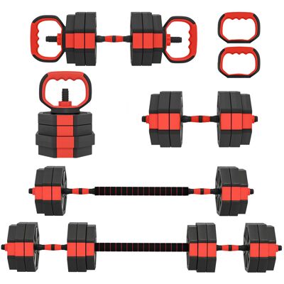 Zestaw hantli SPORTNOW 6 w 1, regulowany zestaw hantli 25 kg z rurą łączącą i blokadami gwiaździstymi, do treningu siłowego w domu Zestaw hantli SPORTNOW 6 w 1, regulowany zestaw hantli 25 kg z rurą łączącą i blokadami gwiaździstymi, do treningu siłowego w domu
