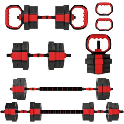 Zestaw hantli SPORTNOW 6 w 1, regulowany zestaw hantli o wadze 20 kg z rurą łączącą i blokadami gwiaździstymi, do treningu siłowego w domu Zestaw hantli SPORTNOW 6 w 1, regulowany zestaw hantli o wadze 20 kg z rurą łączącą i blokadami gwiaździstymi, do treningu siłowego w domu