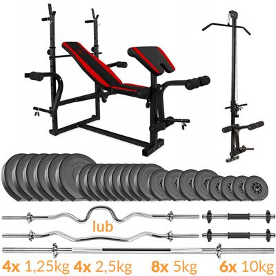 Zestaw Kulturystyczny Sapphire Solid 130kg Z Ławką Xg500, Gryf Prosty + Mocnołamany Zestaw Kulturystyczny Sapphire Solid 130kg Z Ławką Xg500, Gryf Prosty + Mocnołamany