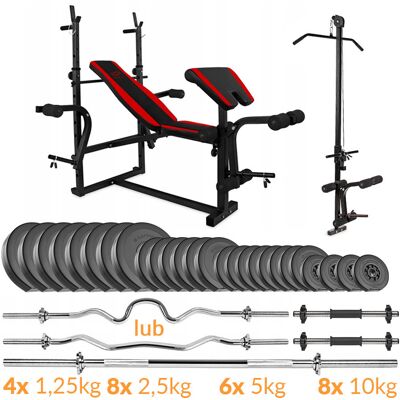 Zestaw Kulturystyczny Sapphire Solid 150kg Z Ławką Xg500, Gryf Prosty + Lekkołamany Zestaw Kulturystyczny Sapphire Solid 150kg Z Ławką Xg500, Gryf Prosty + Lekkołamany