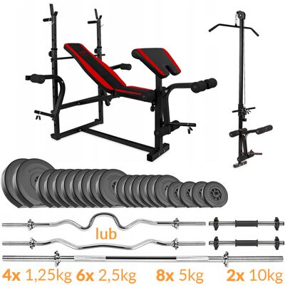 Zestaw Kulturystyczny Sapphire Solid 95kg Z Ławką Xg500, Gryf Prosty + Mocnołamany Zestaw Kulturystyczny Sapphire Solid 95kg Z Ławką Xg500, Gryf Prosty + Mocnołamany