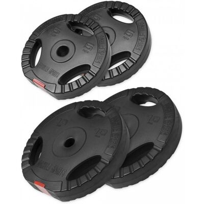 Gorilla Sports Zestaw obciążeń winylowych z uchwytem 30 kg - 2 x 5 - 2 x 10kg Gorilla Sports Zestaw obciążeń winylowych z uchwytem 30 kg - 2 x 5 - 2 x 10kg