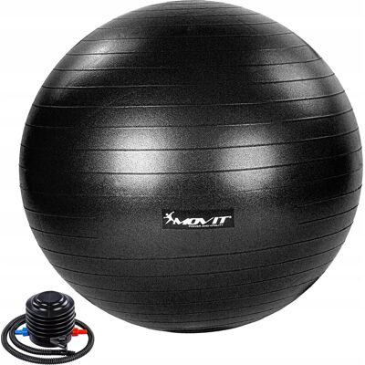 Movit Czarna Piłka Fitness Pilates Yoga 85 Cm Pompka Movit Czarna Piłka Fitness Pilates Yoga 85 Cm Pompka