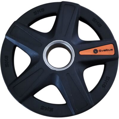 Sveltus Talerz 5kg Obciążenie Olimpijskie Żeliwne Z Uchwytami Kierownica 50mm Sveltus Talerz 5kg Obciążenie Olimpijskie Żeliwne Z Uchwytami Kierownica 50mm