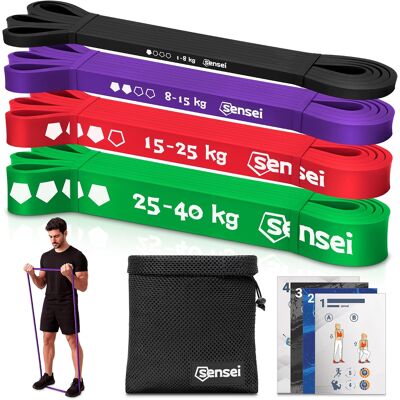 Sensei Zestaw 4 Gum Oporowych 25-40 Kg Do Treningu Siłowego I Kalisteniki Sensei Zestaw 4 Gum Oporowych 25-40 Kg Do Treningu Siłowego I Kalisteniki