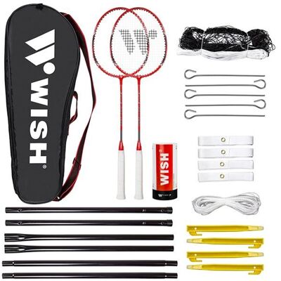 Zestaw Badminton Wish Alumtec - 4 rakiety, 3 lotki, siatka, linie Zestaw Badminton Wish Alumtec - 4 rakiety, 3 lotki, siatka, linie