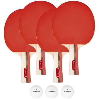 Zestaw do tenisa stołowego, 4 rakietki, 3 piłeczki inSPORTline Ekiset EK2 Zestaw do tenisa stołowego, 4 rakietki, 3 piłeczki inSPORTline Ekiset EK2