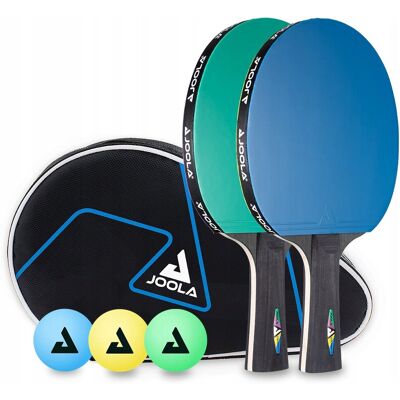 Zestaw tenis stołowy JOOLA COLORATO Ping Pong rakietki, piłeczki, pokrowiec Zestaw tenis stołowy JOOLA COLORATO Ping Pong rakietki, piłeczki, pokrowiec