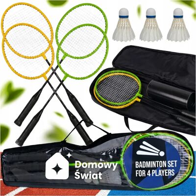 DomowyŚwiat Zestaw Do Badmintona 4 Rakiety 3 Lotki Pokrowiec Zestaw Do Gry W Badminton DomowyŚwiat Zestaw Do Badmintona 4 Rakiety 3 Lotki Pokrowiec Zestaw Do Gry W Badminton