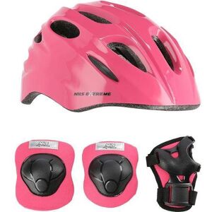 Zestaw kask i ochraniaczy NILS Extreme - Różowy XS Zestaw kask i ochraniaczy NILS Extreme - Różowy XS